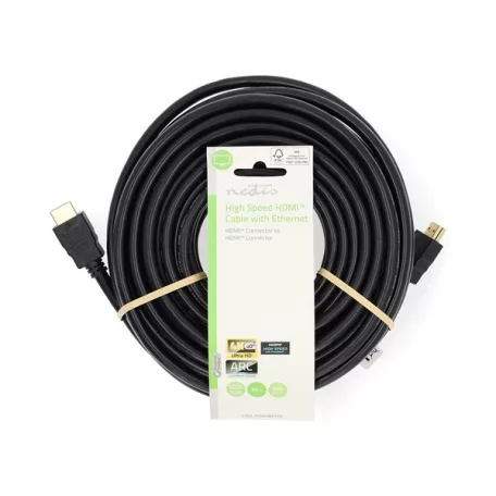 Nedis CVGL34060BK150 ultra HD HDMI kábel, HDMI dugó - dugó, 4K@60Hz, ARC, 18 Gbps, aranyozott csatlakozók, hossz 15m