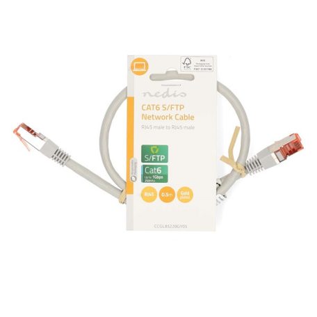 Nedis CCGL85220GY05 UTP / FTP Cat6 patch kábel, RJ45 aranyozott érintkezők, 10/100/1000 Mbit/s, hossz 0.5m