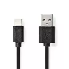 Nedis CCGL60600BK10 USB A - USB C (USB-C) kábel, USB2.0, 15W, hossz 1m
