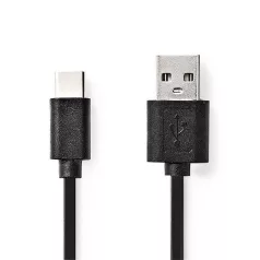   Nedis CCGL60600BK10 USB A - USB C (USB-C) kábel, USB2.0, 15W, hossz 1m