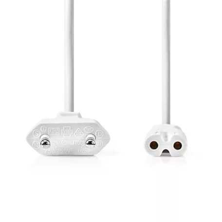 Nedis CEGL11040WT20 tápkábel IEC-320-C7, 2 x 0.75 mm, hossz 2m, fehér
