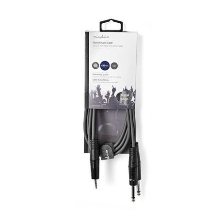Nedis COTH23200GY15 félprofi audio kábel, 3,5mm sztero jack dugó - 2 x 6,35mm mono jack dugó, hossz 1.5m, rugalmas