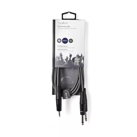 Nedis COTH23200GY15 félprofi audio kábel, 3,5mm sztero jack dugó - 2 x 6,35mm mono jack dugó, hossz 1.5m, rugalmas