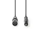 Nedis COTH15300GY15 balanced/szimmetrikus félprofi audio kábel, 3,5mm jack dugó - 3p XLR dugó, 1.5m, rugalmas