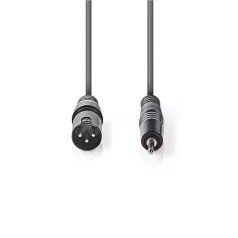   Nedis COTH15300GY15 balanced/szimmetrikus félprofi audio kábel, 3,5mm jack dugó - 3p XLR dugó, 1.5m, rugalmas