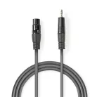 Nedis COTH15300GY15 balanced/szimmetrikus félprofi audio kábel, 3,5mm jack dugó - 3p XLR dugó, 1.5m, rugalmas