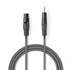   Nedis COTH15300GY15 balanced/szimmetrikus félprofi audio kábel, 3,5mm jack dugó - 3p XLR dugó, 1.5m, rugalmas