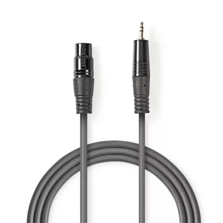 Nedis COTH15300GY15 balanced/szimmetrikus félprofi audio kábel, 3,5mm jack dugó - 3p XLR dugó, 1.5m, rugalmas