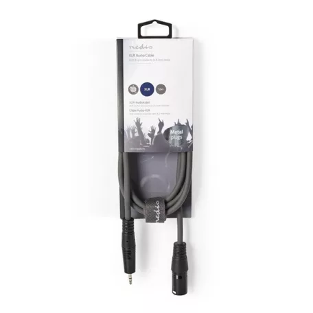 Nedis COTH15300GY15 balanced/szimmetrikus félprofi audio kábel, 3,5mm jack dugó - 3p XLR dugó, 1.5m, rugalmas
