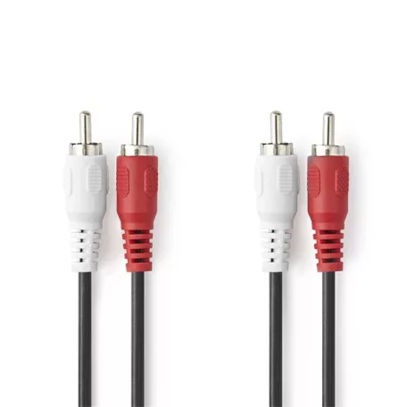 Nedis CAGL24200BK15 sztereo audio kábel, 2 X RCA dugó - 2 X RCA dugó, hossz 1.5m