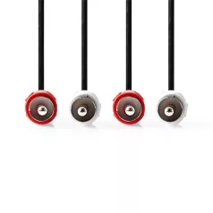   Nedis CAGL24200BK15 sztereo audio kábel, 2 X RCA dugó - 2 X RCA dugó, hossz 1.5m