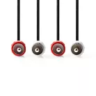 Nedis CAGL24200BK30 sztereo audio kábel, 2 X RCA dugó - 2 X RCA dugó, hossz 3m