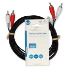 Nedis CAGL24200BK30 sztereo audio kábel, 2 X RCA dugó - 2 X RCA dugó, hossz 3m