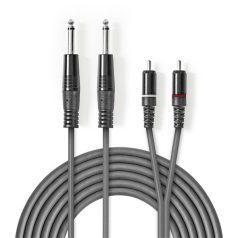   Nedis COTH23320GY15 félprofi audio kábel, 2 x 6,35mm mono jack dugó - 2 X RCA dugó, hossz 1.5m, rugalmas