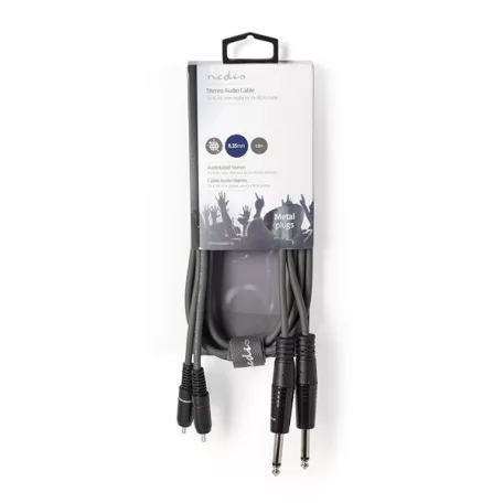 Nedis COTH23320GY15 félprofi audio kábel, 2 x 6,35mm mono jack dugó - 2 X RCA dugó, hossz 1.5m, rugalmas