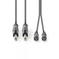   Nedis COTH23320GY30 félprofi audio kábel, 2 x 6,35mm mono jack dugó - 2 X RCA dugó, hossz 3m, rugalmas