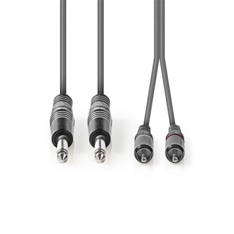 Nedis COTH23320GY30 félprofi audio kábel, 2 x 6,35mm mono jack dugó - 2 X RCA dugó, hossz 3m, rugalmas