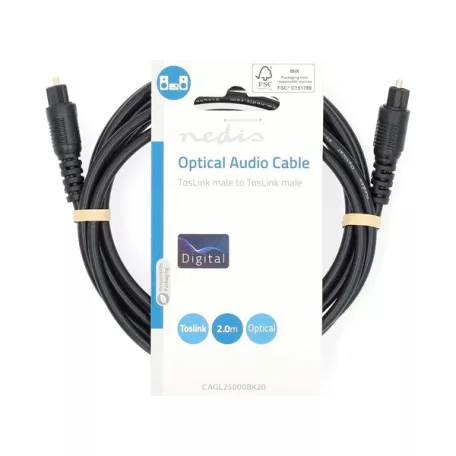 Nedis CAGL25000BK20 optikai audio kábel, TosLink dugó, hossz 2m