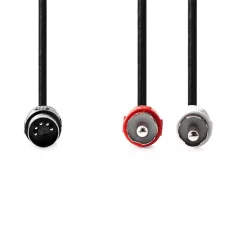   Nedis CAGL20200BK10 audio kábel 5p DIN dugó - 2 x RCA dugó, hossz 1m