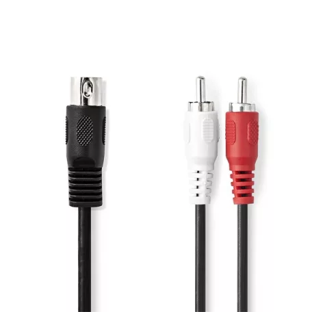 Nedis CAGL20200BK10 audio kábel 5p DIN dugó - 2 x RCA dugó, hossz 1m