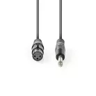 Nedis COTH15120GY30 unbalanced / asszimetrikus félprofi audio kábel, 6,35mm mono jack dugó - 3p XLR aljzat, hossz 3m