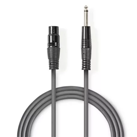 Nedis COTH15120GY30 unbalanced / asszimetrikus félprofi audio kábel, 6,35mm mono jack dugó - 3p XLR aljzat, hossz 3m
