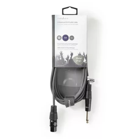 Nedis COTH15120GY30 unbalanced / asszimetrikus félprofi audio kábel, 6,35mm mono jack dugó - 3p XLR aljzat, hossz 3m