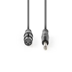   Nedis COTH15120GY50 unbalanced / asszimetrikus félprofi audio kábel, 6,35mm mono jack dugó - 3p XLR aljzat, hossz 5m