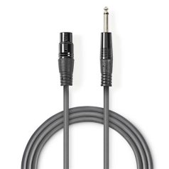   Nedis COTH15120GY50 unbalanced / asszimetrikus félprofi audio kábel, 6,35mm mono jack dugó - 3p XLR aljzat, hossz 5m