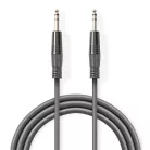 Nedis COTH23020GY15 félprofi audio kábel, 2 x 6,35mm sztereo jack dugó, hossz 1.5m, rugalmas