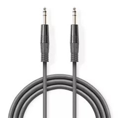   Nedis COTH23020GY15 félprofi audio kábel, 2 x 6,35mm sztereo jack dugó, hossz 1.5m, rugalmas