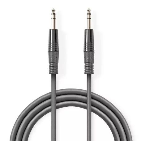 Nedis COTH23020GY15 félprofi audio kábel, 2 x 6,35mm sztereo jack dugó, hossz 1.5m, rugalmas