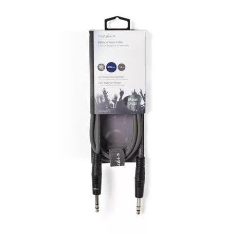 Nedis COTH23020GY15 félprofi audio kábel, 2 x 6,35mm sztereo jack dugó, hossz 1.5m, rugalmas