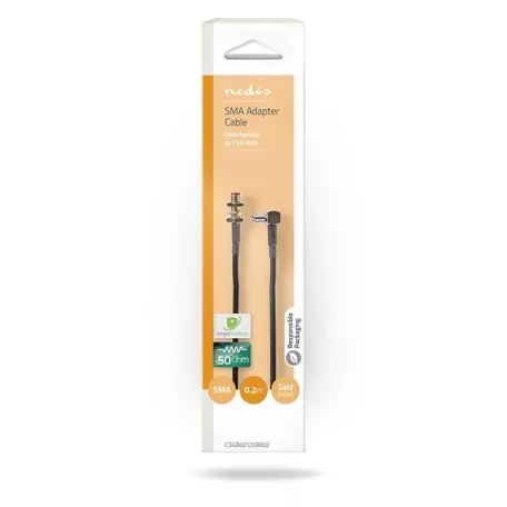 Nedis SMA kábel, SMA aljzat - TS9, 50 Ohm, 0.20m, CSGB02125BK02