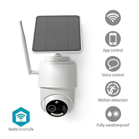 Nedis smartlife kűltéri kamaera, full HD 1080p, dönthető, forgatható, IP65, akku 9000 mAh, napelem, mozgásérzékelő