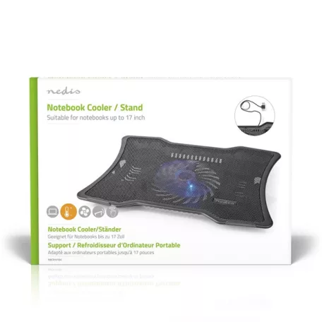 Nedis NBCR101BK notebook hűtő, 17", 125mm ventilátor, LED, zaj 15db