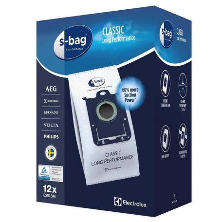 Electrolux gyári porzsák, E201SM, 12 db, 50% - al hosszabb élettartam,