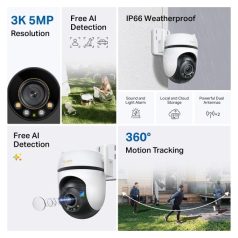   TP-LINK Wireless Kamera Cloud kültéri forgatható színes éjjellátó, TAPO C530WS