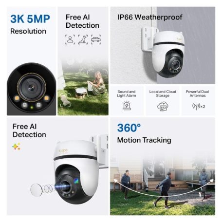 TP-LINK Wireless Kamera Cloud kültéri forgatható színes éjjellátó, TAPO C530WS