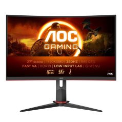   AOC Ívelt Gaming 280Hz monitor 27" C27G2Z3/BK, 1920x1080, 16:9, 300cd/m2, 0,5ms, HDMIx2/DisplayPort, állítható magasság