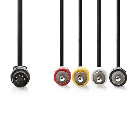 Nedis CAGL20400BK10 DIN audio kábel, DIN 5 tűs dugó - 4x RCA dugó, 0,20m