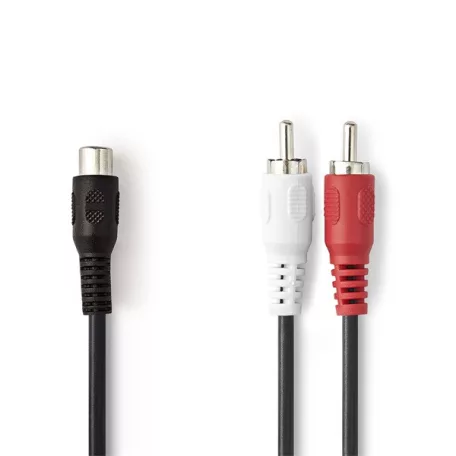 Nedis CAGB24020BK02 sztereo audio kábel, 1x RCA aljzat - 2x RCA dugó, 0,20m