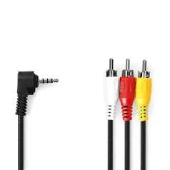   Nedis CVGL22400BK10 audio - video AV kábel, 3,5mm jack - 3x RCA, 1m