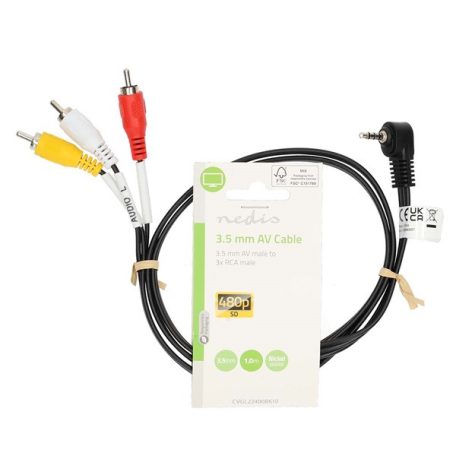 Nedis CVGL22400BK10 audio - video AV kábel, 3,5mm jack - 3x RCA, 1m