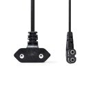 Nedis CEGL11055BK20 tápkábel, Euro dugó,  IEC-320-C7,  pipa, szögben balra, 2m, fekete