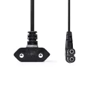 Nedis CEGL11055BK30 tápkábel, Euro dugó,  IEC-320-C7,  pipa, szögben balra, 3m, fekete