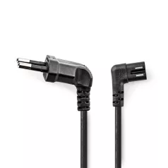   Nedis CEGL11055BK30 tápkábel, Euro dugó,  IEC-320-C7,  pipa, szögben balra, 3m, fekete