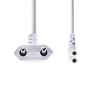 Nedis CEGL11055WT30 tápkábel, Euro dugó,  IEC-320-C7,  pipa, szögben balra, 3m, fehér