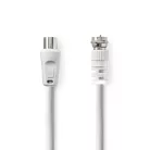 Nedis CSGL41800WT15 F dugó - koax dugó kábel, 75 Ohm, dupla árnyékolás, 1.5m
