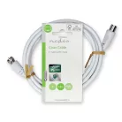 Nedis CSGL41800WT15 F dugó - koax dugó kábel, 75 Ohm, dupla árnyékolás, 1.5m